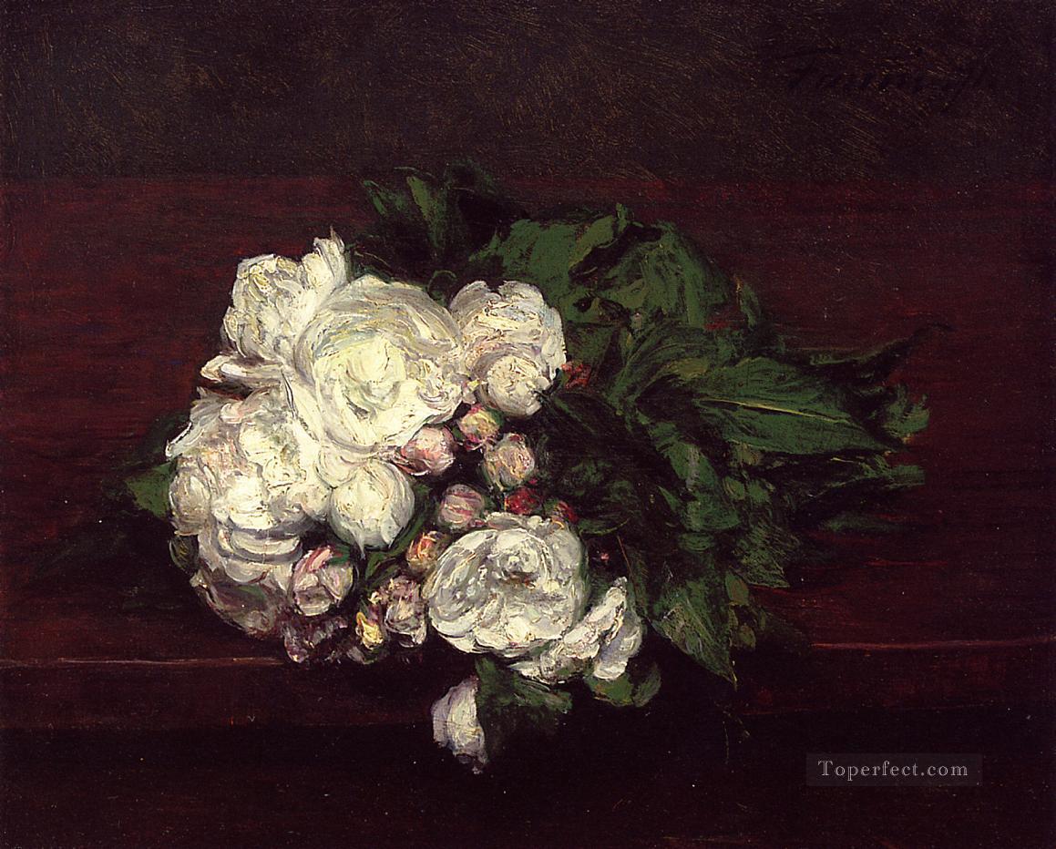 Flores Rosas Blancas Henri Fantin Latour Pintura al óleo